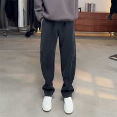 网图水洗做旧弯刀卫裤小众设计感解构拼接裤子310A-DY25537-P43，男装休闲裤，四季星座310A