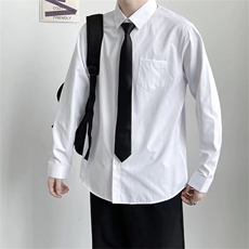 白色长袖衬衫男学生班服西服商务正装休闲职业衬衣CS20-P30配领带，男装衬衫，星座1008