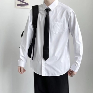 白色长袖衬衫男学生班服西服商务正装休闲职业衬衣CS20-P30配领带图片