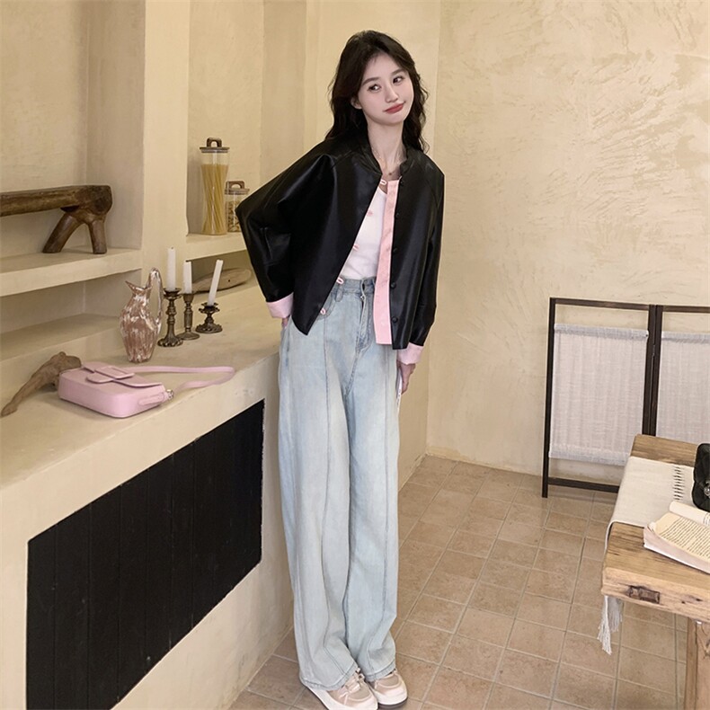【2025春款现货】洋气舒适软糯舒适黑色中式皮衣088-6605p145k198,女装短外套,2C088