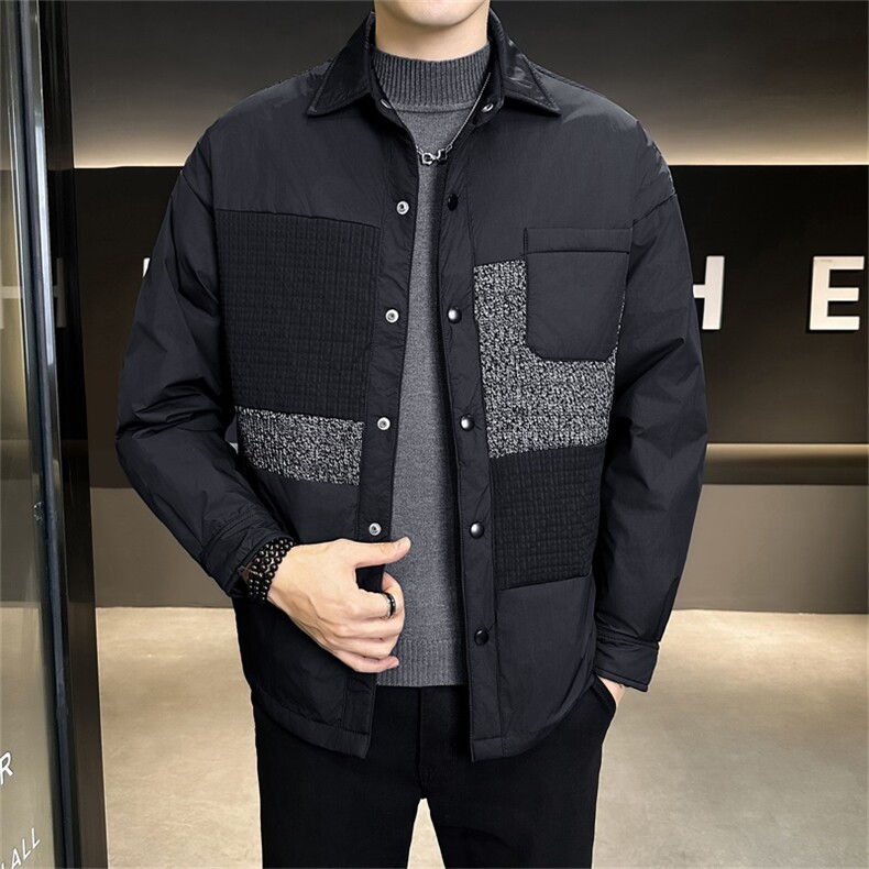 标90白鸭绒 店主风翻领休闲宽松轻奢羽绒服外套男8810-P210图片
