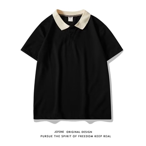 S76-P28 时尚新款纯色ins男2023POLO衫文艺夏季潮短袖图片