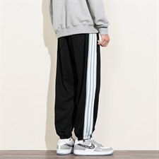 2021秋季白墙新日系大港风码男运动条纹垂感卫裤休闲裤K2069-P40，男装休闲裤，电商A001
