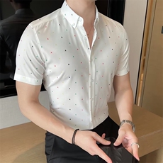 冰丝短袖衬衫高质量弹力休闲直播抖音商场D011310B-1P45，男装T恤，星座310B-1