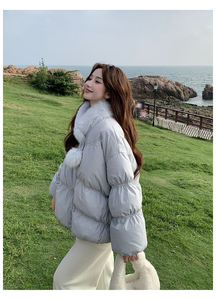 2C291蓝色时尚毛领羽绒服YRF9711-P295-K499图片