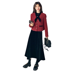 小香风拼接时尚外套半身裙两件套女冬2025新款设计ootd穿搭套装潮，女装套装/套裙，2C032