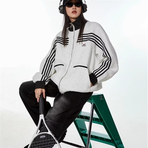 1506-1/JW1161/P45美式三条杠棒球服男秋季重磅潮牌条纹运动夹克图片