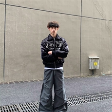 网图美潮珍珠钉菱形格boxy版棉服外套W1925/特P95，男装棉衣，电商B350