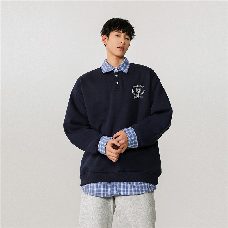 假两件大码M-5XL卫衣表面100%棉底部100%聚酯纤维78074P59控88，男装卫衣，星座226-1