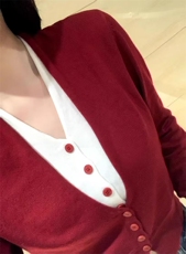 2025秋冬新款v领假两件套头针织衫，女装针织衫/毛衣，秀阁羊绒