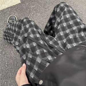 潮流新款腰格子裤简约ins气质慵懒流行百搭休闲长裤原宿K6767-P49图片