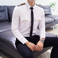 YC090-V2021新款男潮长袖衬衫夜店酒吧KT衬衣大码个性logo定制P50，男装衬衫，星座717A