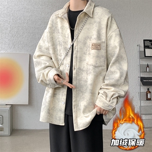 8XL-M秋冬款加绒加厚衬衫男做旧脏脏保暖外套大码衬衣CS29002P65图片
