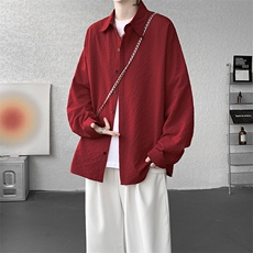 8XL-M泡泡纱盐缩肌理长袖衬衫男夏季冰丝外套防晒衬衣CS29007P40，男装衬衫，电商B312