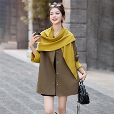 现货。现货。现货2025年秋季短外套休闲披肩围巾新款短风衣，女装短外套，艾仟回(原伊仟回)