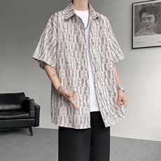 8XL-M花衬衫男款短袖夏季冰丝薄款花衬衣大码寸衫外套DC28013P38，男装衬衫，电商B312