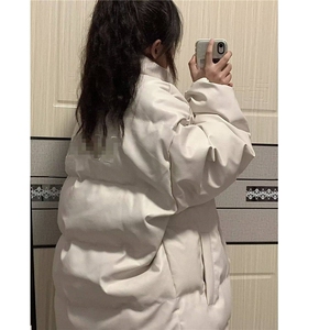拉链标准纯色潮流新款潮青少年男女立领保暖pu皮字母刺绣棉服