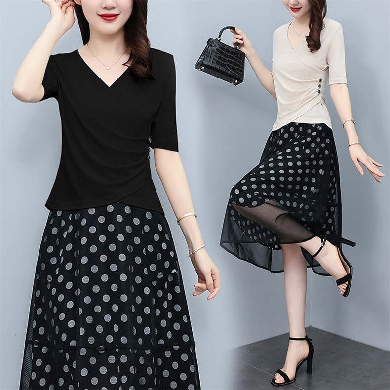 芷墨夏季新款时尚简约显高套装通勤职场上衣裙子俩件套，女装套装/套裙，芷墨服饰