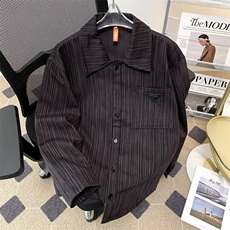 美式竹节纹衬衫男长袖春季2026新款宽松潮牌衬衣外套W6559-P70，男装衬衫，星座412-2