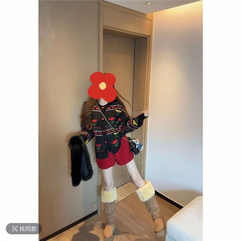 1506A/G65710/P63秋冬圣诞氛围慵懒宽松上衣针织外套,女装短外套,星座1506A