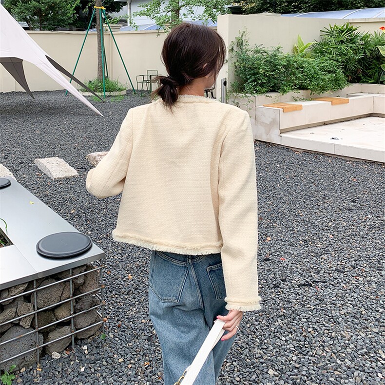 休闲名媛小香风外套女春秋法式韩系慵懒风chic流苏百搭小个子上衣,女装短外套,辉之琳