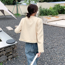 休闲名媛小香风外套女春秋法式韩系慵懒风chic流苏百搭小个子上衣，女装短外套，辉之琳