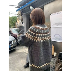 网图有货冬季圆领毛衣费尔岛手工提花针织衫上衣男女A1258-P45，男装针织衫/毛衣，星座1505