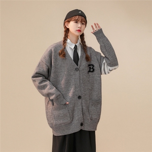 中性风秋/冬韩版简约三条杠保暖百搭帅气开衫毛衣M356P65控88图片