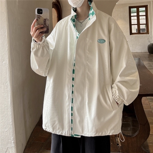 1港风两面穿大码M-5XL格子PU皮鳄鱼纹皮衣夹克男JK8753P110控149图片