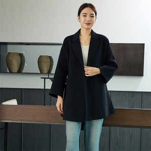 时尚百搭羊毛女士双面呢外套 优雅显瘦秋冬季新款大衣图片