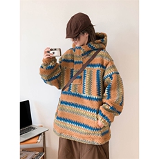 毛毛外套男士韩版潮流拼色百搭帅宽松连帽2024冬季棉服W6324-P58，男装夹克，星座412-2