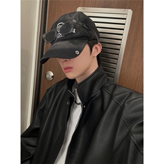 （网图现货）潮流垫肩百搭皮衣短款夹克外套1209-1-JK20-P70，男装夹克，星座1209-1