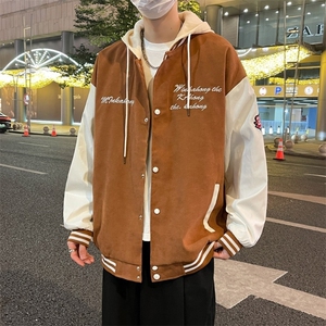 连帽假两件夹克外套男生宽松休闲秋季ins潮运动棒球服上衣663/P62图片