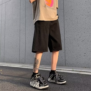 夏季港风复古直筒牛仔短裤男宽松休闲学生百搭五分裤潮 D5158图片