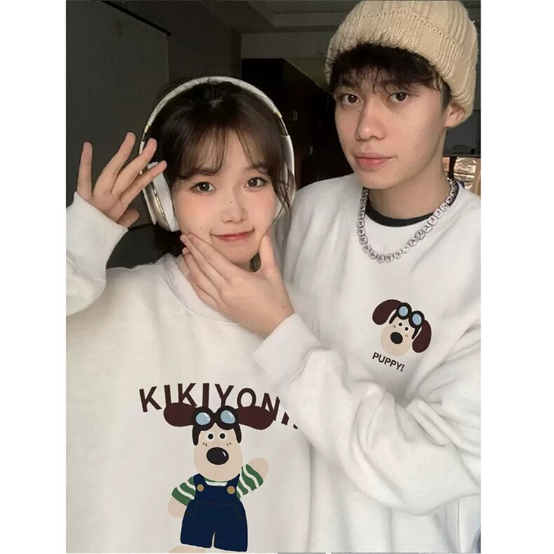 B318B-BB08-P45小狗中性圆领宽松百搭长袖卫衣，女装卫衣/绒衫，电商B318B