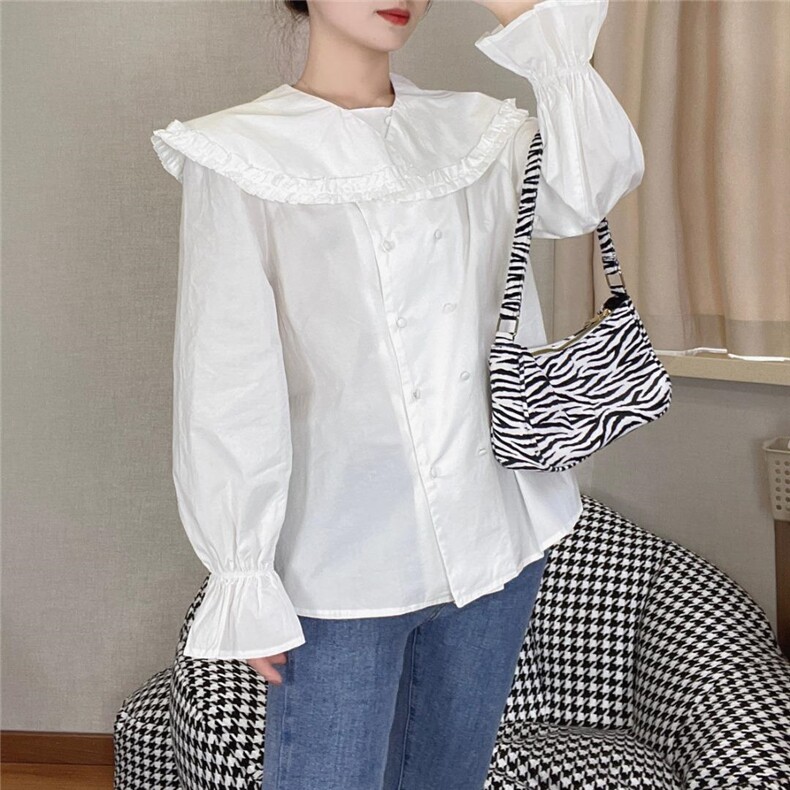 娃娃领衬衫，女装衬衫，戈朴