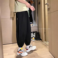 潮流ins百搭纯色古着宽松廓形灯笼裤工装九分休闲裤男女-H2102，男装休闲裤，星座601-1