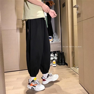 潮流ins百搭纯色古着宽松廓形灯笼裤工装九分休闲裤男女-H2102图片