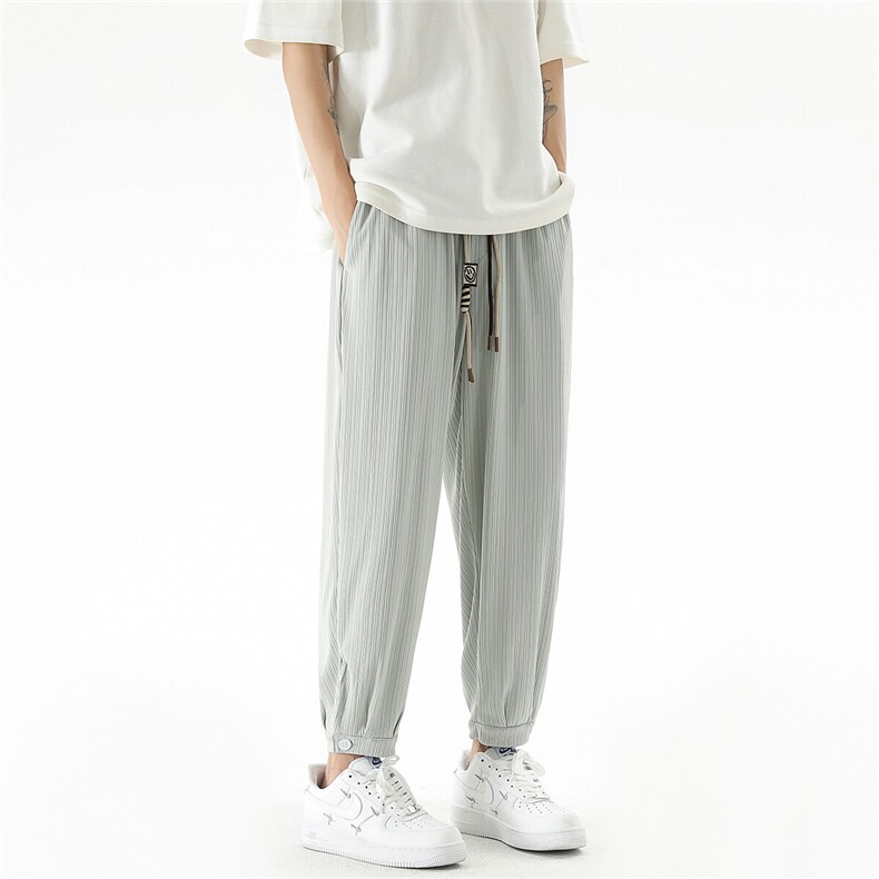 1日系冰丝面料束脚裤男笑脸抽绳休闲潮流男九分裤SK77043P35控58，男装休闲裤，星座226-2