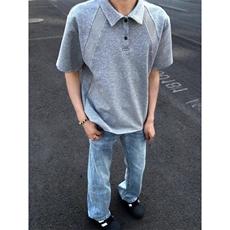 灰色液氨棉拼接polo衫短袖男款夏季翻领t恤cleanfit半袖TR33-P38，男装T恤，星座1001-1