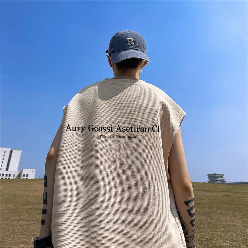 华夫格背心直播高品质重磅220克aury字母印花HB7110-P25控38,男装背心/马甲,星座508（原C305）
