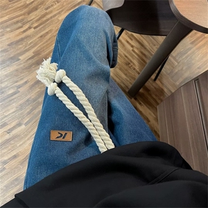 牛仔裤男秋冬高街vibe美式复古直筒裤潮牌宽松阔腿长裤N3550-p46图片