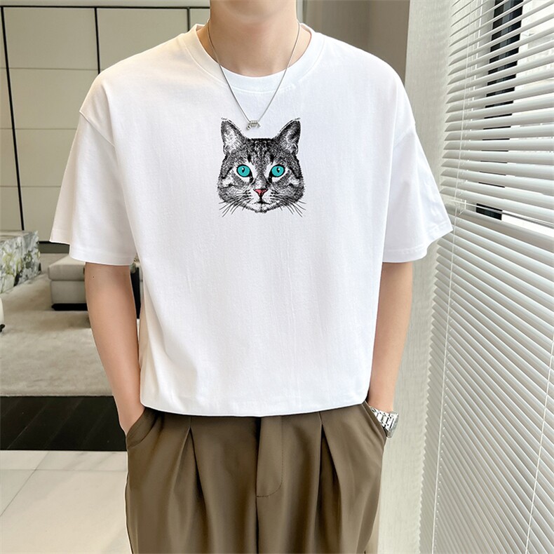 店主风夏季纯短袖T恤男2023新款轻熟风纯色字母半袖TX43-P38,男装T恤,星座301C-5