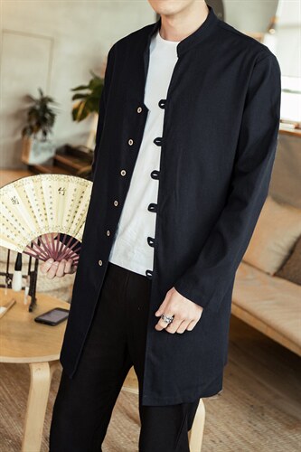 风大码衬衣男士休闲长款衬衫男装唐装复古外套潮CS503-P65，男装衬衫，钱塘788(原4013)