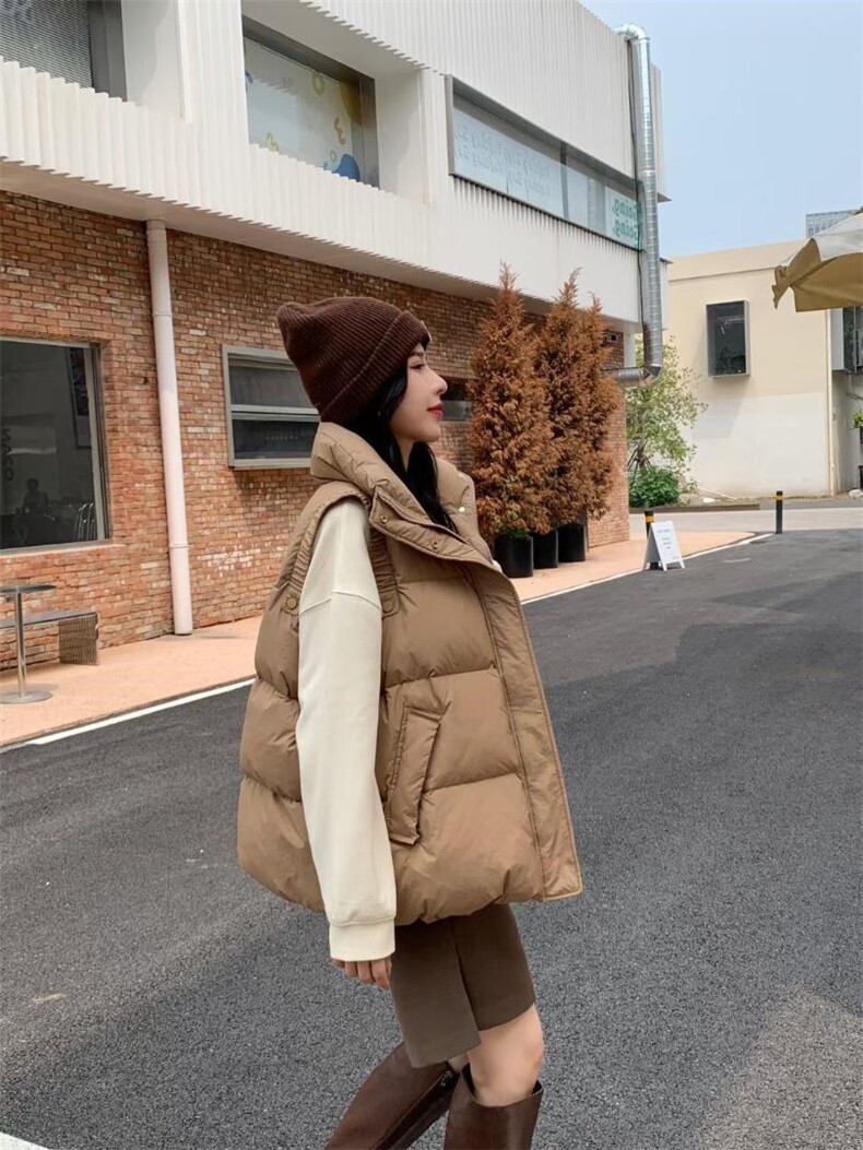 羽绒马甲女2022秋冬新款加厚保暖连帽马夹外穿坎肩，女装马甲，川哲