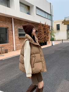 羽绒马甲女2022秋冬新款加厚保暖连帽马夹外穿坎肩图片