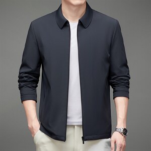 D-J7081男士2023年春季新款加棉翻领外套修身休闲夹克上衣P216图片