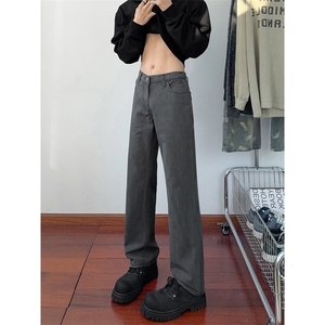 B221 美式ins高街暗黑宽松直筒洗褪牛仔裤LK25432-特P45控78图片