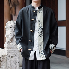 春装夹克现货新中式情侣外景竹叶夹克加厚男士外套JK88-P100控158，男装夹克，电商A021