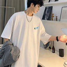 YT01男士休闲圆领大码印花T恤衫中性情侣短袖五分袖半截袖TEE潮男，男装T恤，星座115A-3